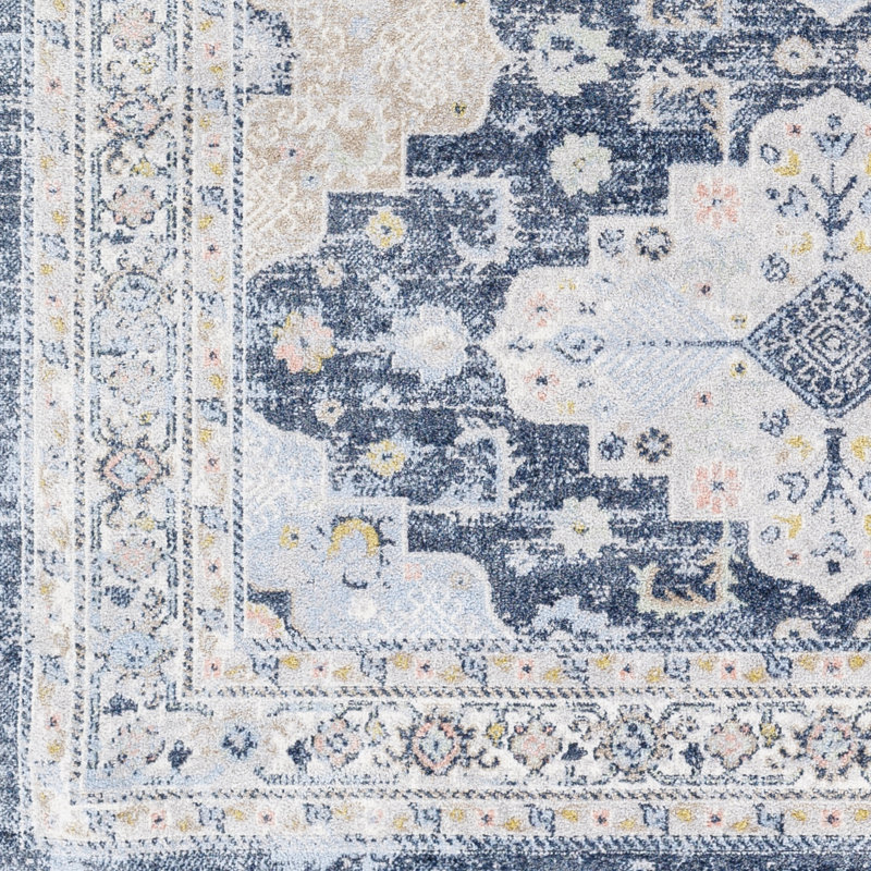 Kistler Washable Oriental Indoor Rug, Round 6'7"