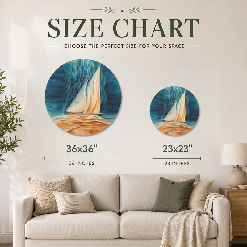 «Sail Into Still Waters» - Décoration murale ronde en bois nautique, Rond 23 po, Round
