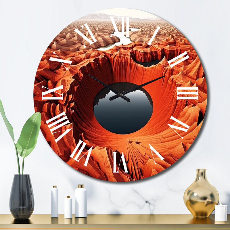 Horloge murale Mysterious Futuristic Desert Lake, Grand