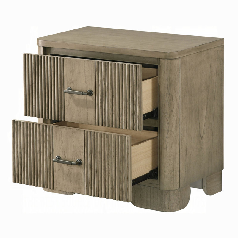 Table de chevet style transitionnel 1pc avec 2 tiroirs de rangement