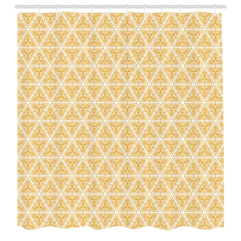 Ensemble de rideau de douche + crochets, H 69 po x l 75 po, Jaune foncé