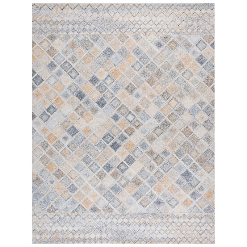 Tapis beige / gris Thaissa802, Rectangulaire 8 pi x 10 pi