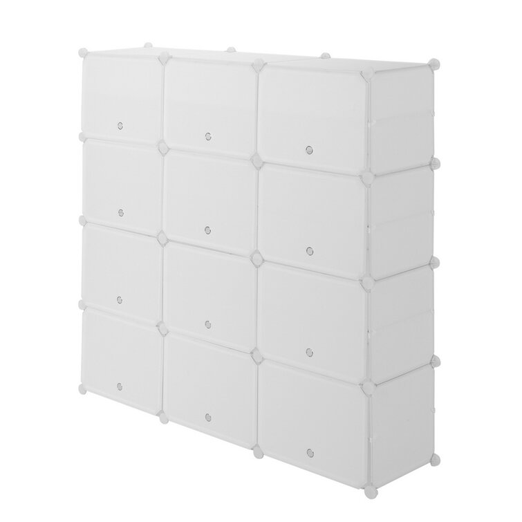 48 Cubes 96 Pairs Modular Plastic Shoe Storage Cabinet Boxes, 12 Tiers Shoe Rack Shelf Tower Stand Shoe Storage Organizer for Hallway Bedroom Closet