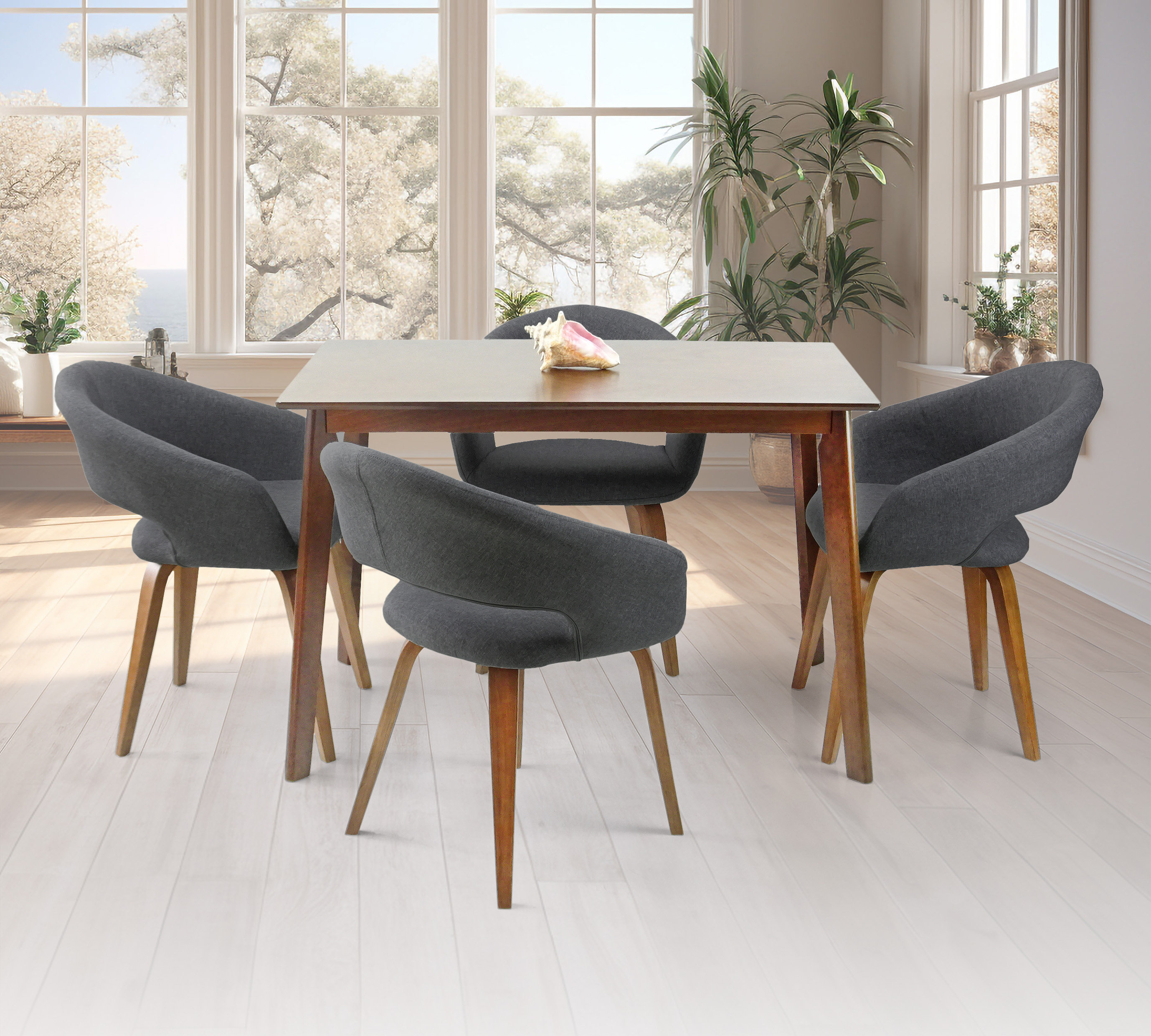 George Oliver 5 Piece Dining Set, 4 Modern Style Solid Wood Lagos ...