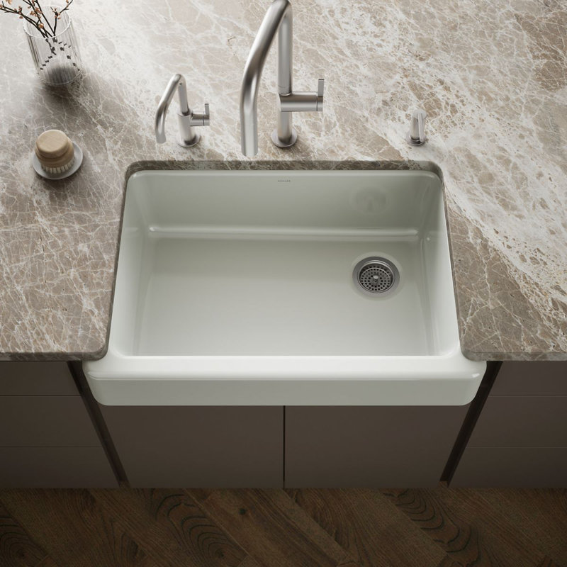 Whitehaven® Self-Trimming 32-1/2" L x 21-9/16" W x 9-5/8" Under-Mount Single-Bowl Sink with Short Apron, Sea Salt