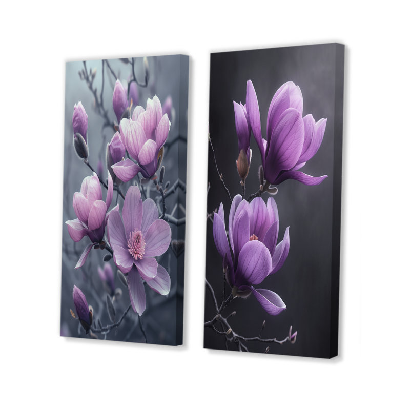 Ensemble de 2 pièces d'art mural Pham - Magnolias, Ne s'applique pas, Toile tendue sur cadre, H 28 po x l 24 po