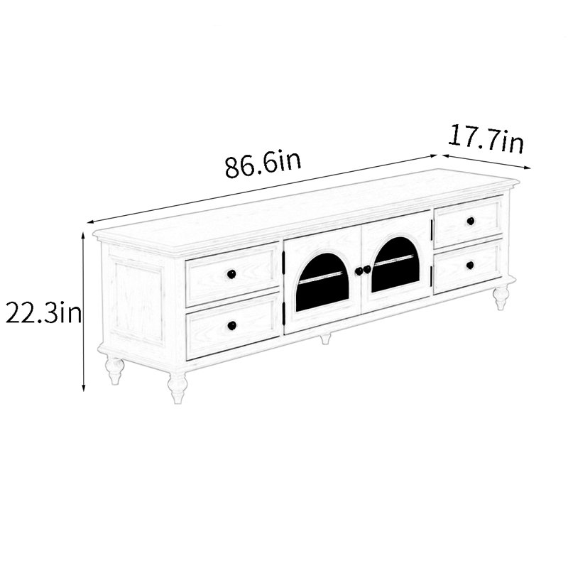 Meuble télé blanc rétro, 86.6"