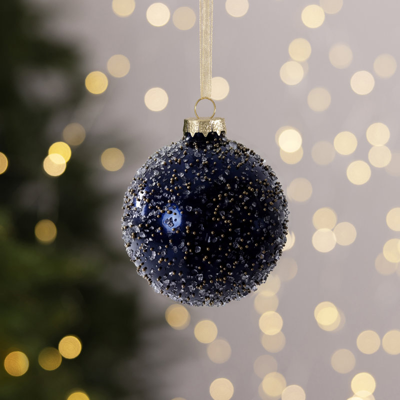 12 Piece Glass Bauble Collection, Blue