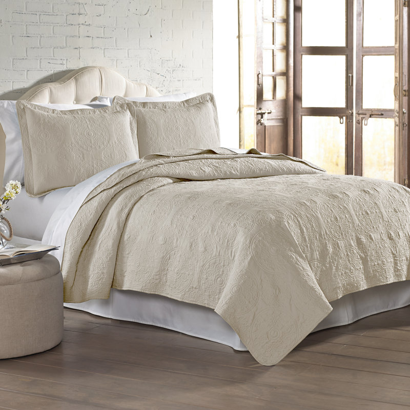 Ensemble de courtepointe Medallion, Courtepointe simple et 1 taie décorative, Sable