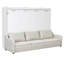 Grand lit escamotable avec canapé, tablettes de rangement et lumière DEL - Lit mural peu encombrant pour petites pièces, beige-1464082448