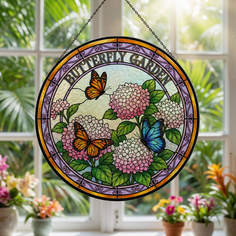 Vitrail de jardin en verre coloré 12 "H,  H 12 po x l 12 po 