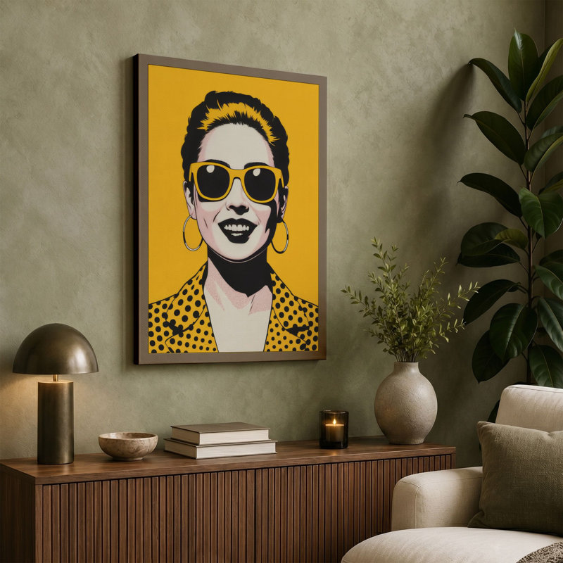 Pop Art Confidence Retro 1 Piece Wrapped Canvas Wall Art, 24x16 - 61.0 x 40.6 cm, Teal Border