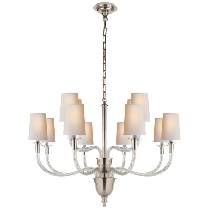 Thomas O'Brien Vivian Large Two-Tier Chandelier, Polished Nickel, Fabric