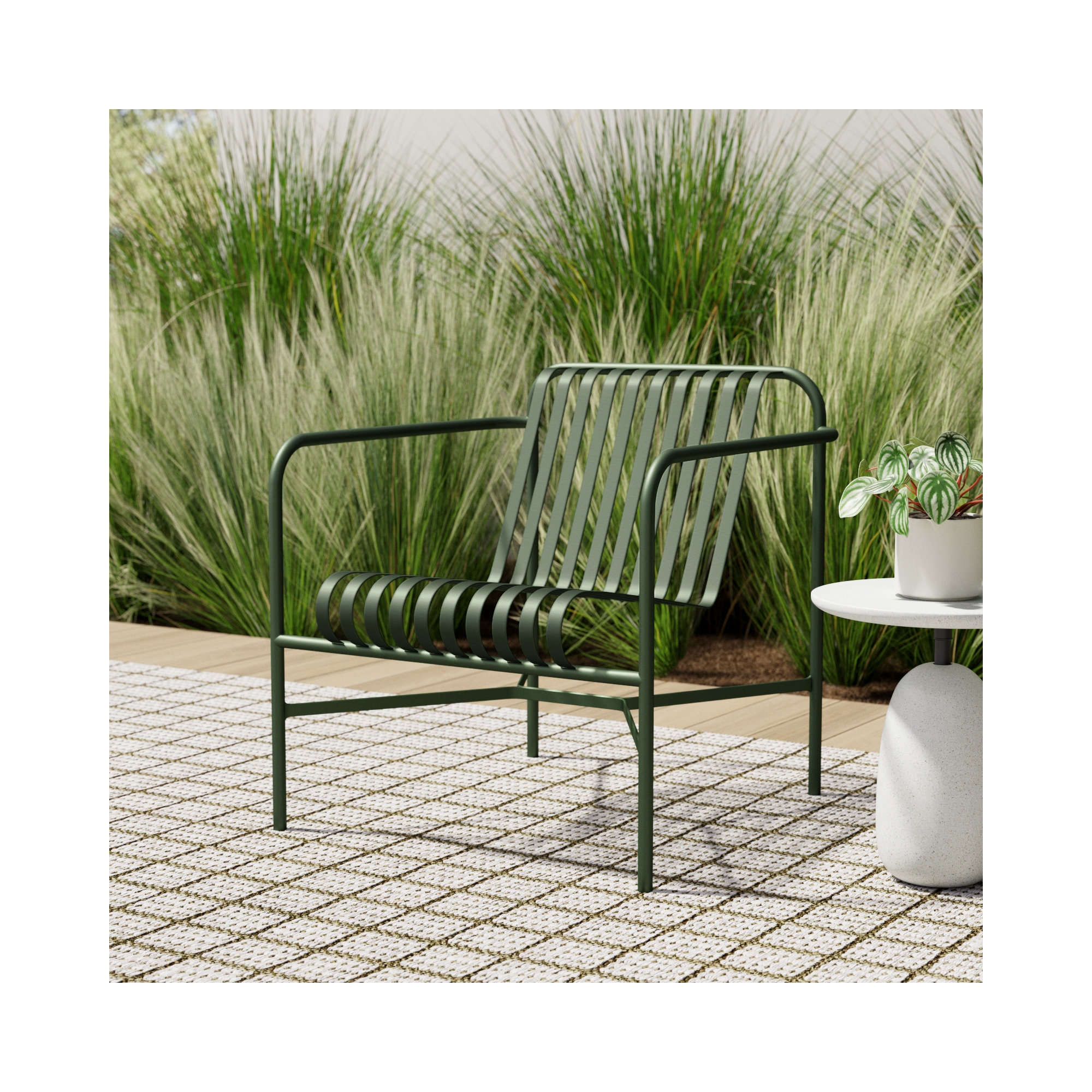 Abra Outdoor Lounge Chair, Dark Green
