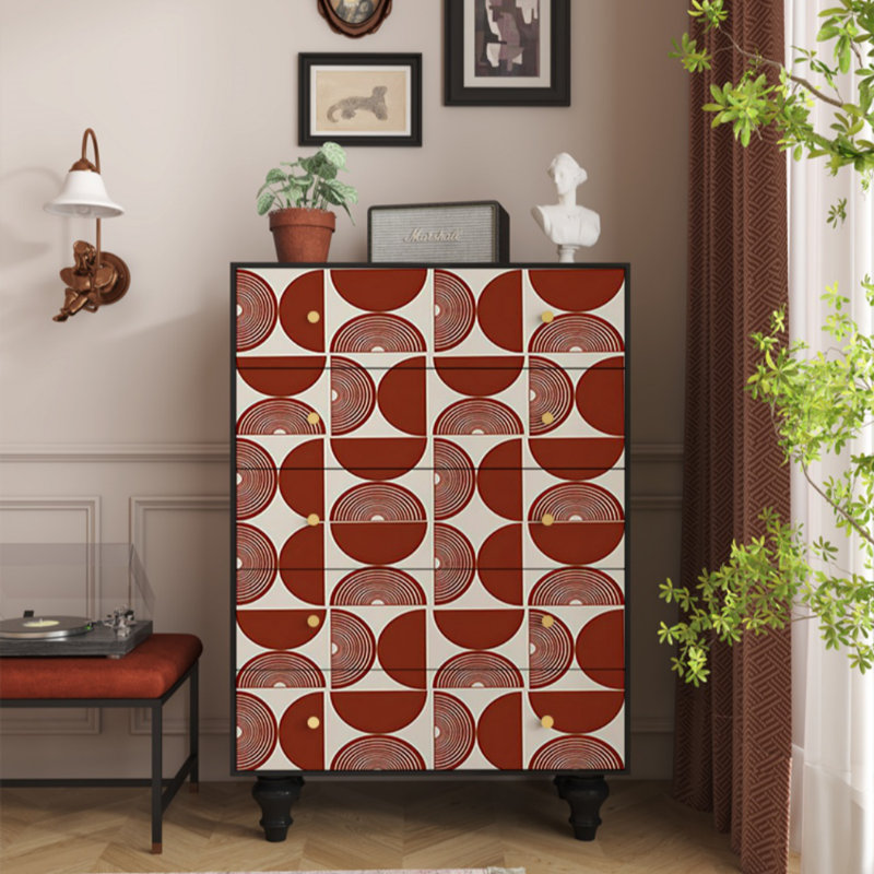 Simple Geometric Pattern Solid Wood Porch Cabinet Solid Wood Accent Chest