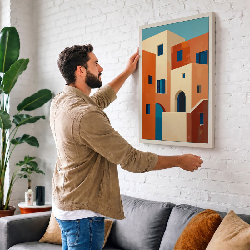 Stacked Architecture Geometric - Wrapped Canvas, 30x20 - 76.2 x 50.8 cm, Sage Border