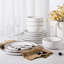 Service de table en porcelaine 24 pièces, assiettes et bols pour 8 personnes, blanc avec rebord noir-761622591