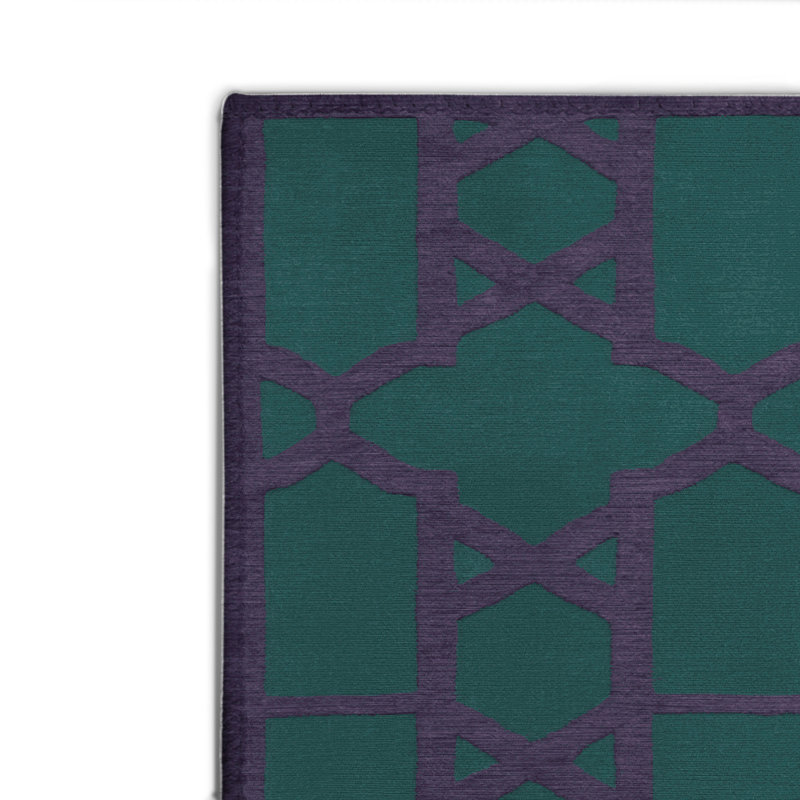 Trellis Blue Indoor and Outdoor Area Rug, Rectangle 4' x 6'