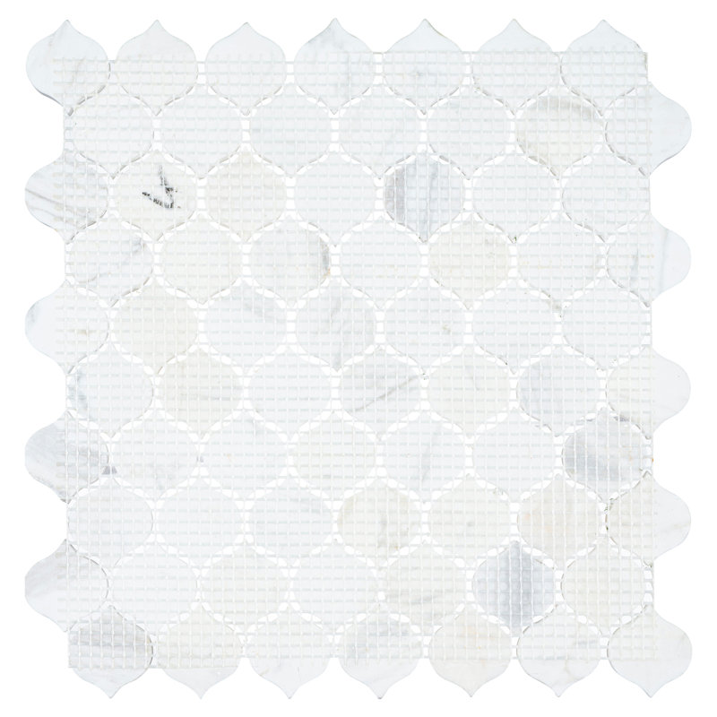 Dayberry 1.5" Marble Arabesque Wall & Floor Mosaic Tile, Fog