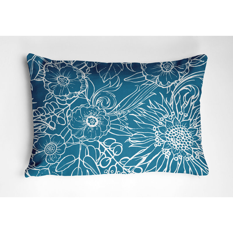 Cuban Flare Print Faux Linen Textured Pillow, Teal