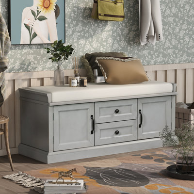 Polyester Blend Upholstered Storage Bench