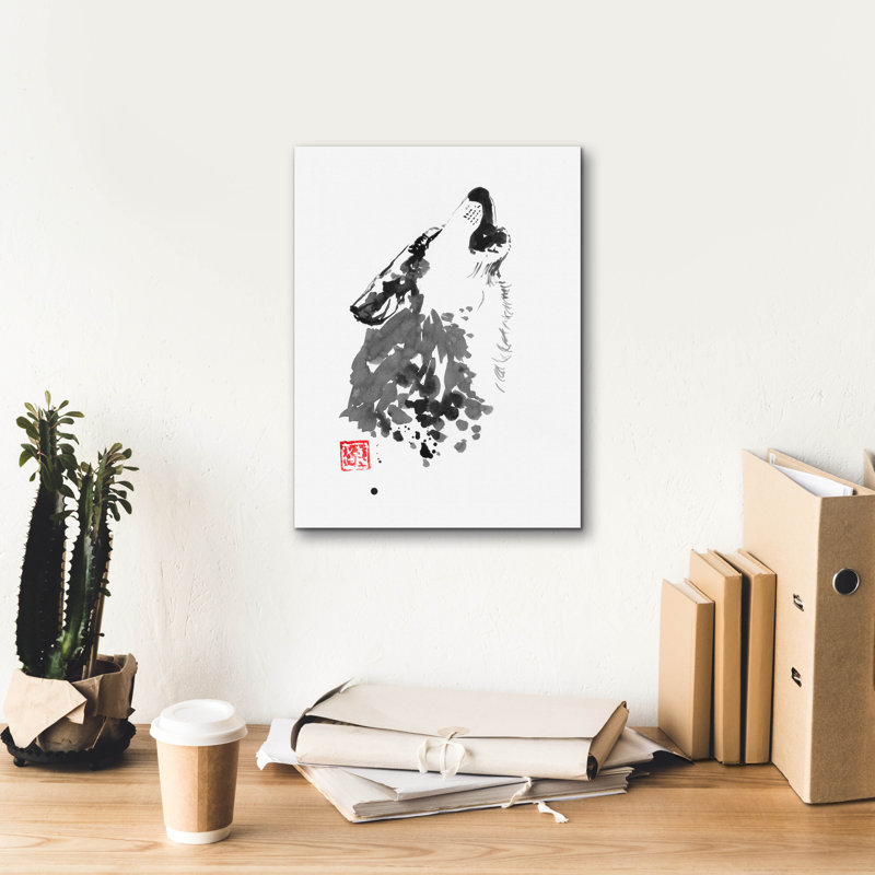 «Loup» par Pechane, art mural sur toile, H 16 po x l 12 po x P 0,75 po