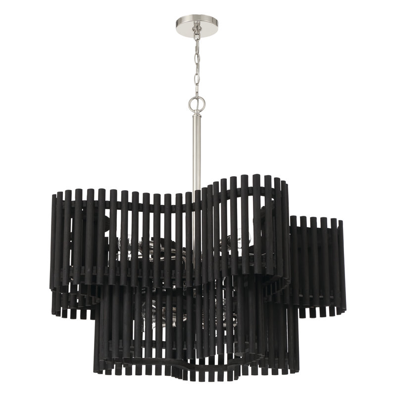 Lustre 10 lumières Freeform, Nickel poli, Noir