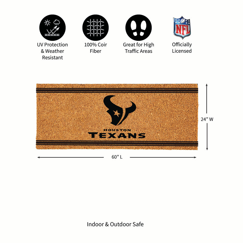 Très grand tapis couleur coco Houston Texans, 60 po x 24 po