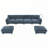 140" Modular Sectional Sofa, U-Shape with 31.5" Extra-Wide Seat Cushion, USB and Type-C Charger, Phone Holder and 2 Side Storage Pockets, Free Movement Ottoman, Striped Chenille-265909989