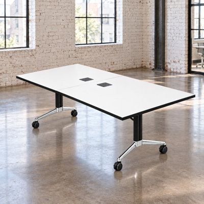 Mobile Fold-Up Conference Table with Integrated Power and Locking Casters