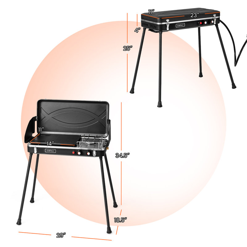 Barbecue portatif au propane 2-en-1 Costway