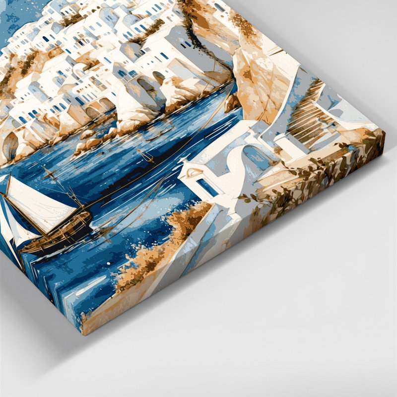 Art nautique sur toile beige, H 20 po x l 24 po