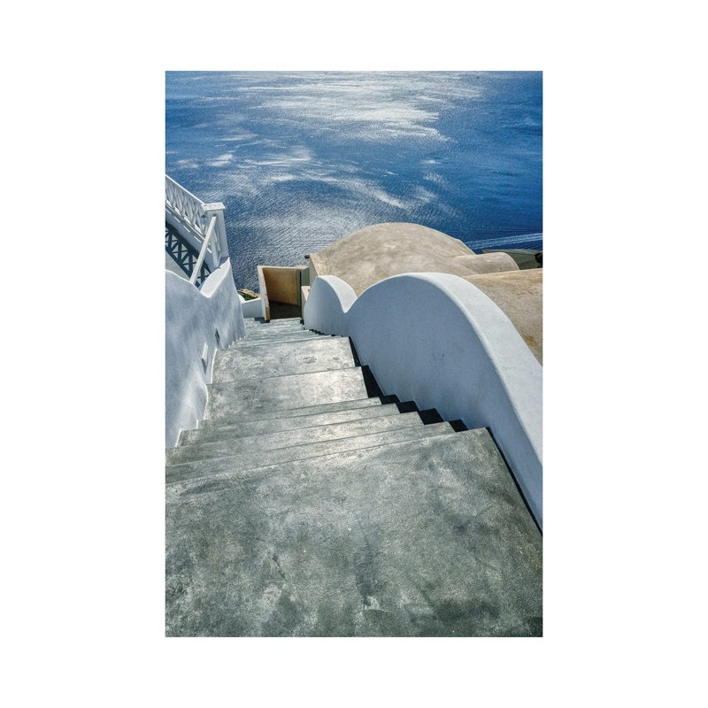 Stairway To The Aegean Sea by Zoe Schumacher - No Frame Painting on Canvas, 20.32 cm H x 30.48 cm W
