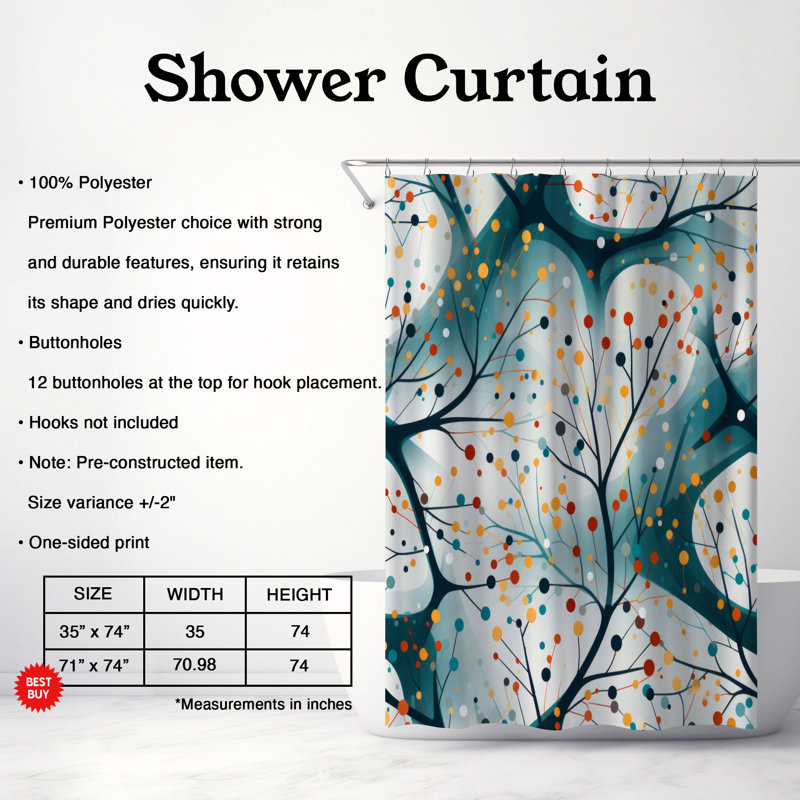 Rideau de douche Eclectic Shapes - Premium, H 74 po x l 71 po