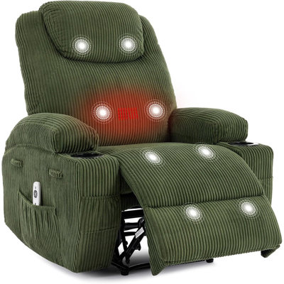 Electric Recliner Chair , Corduroy Power Recliner with 2 Side Pockets, Tool-Free Setup