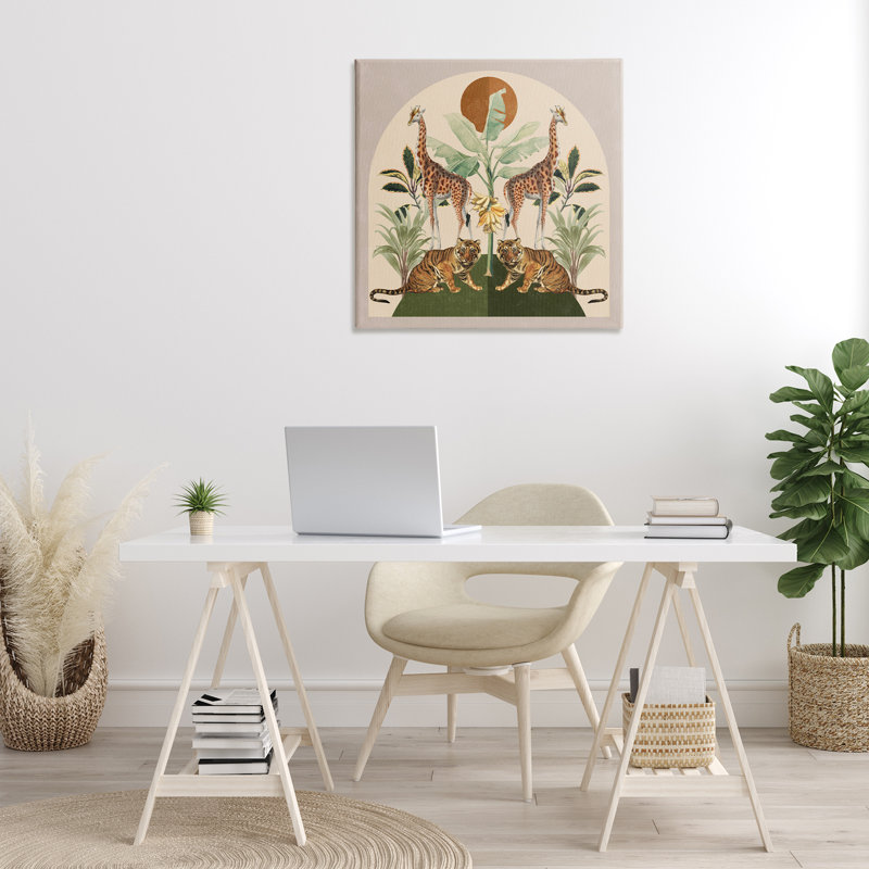 Art mural sur toile, "Jungle Animals" par Victoria Barnes, H 24 po x l 24 po