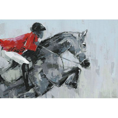 «Équestre, saut», peinture sur toile tendue