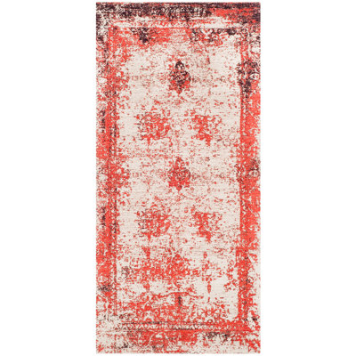 Tapis rouge en coton à motif abstrait Sartori