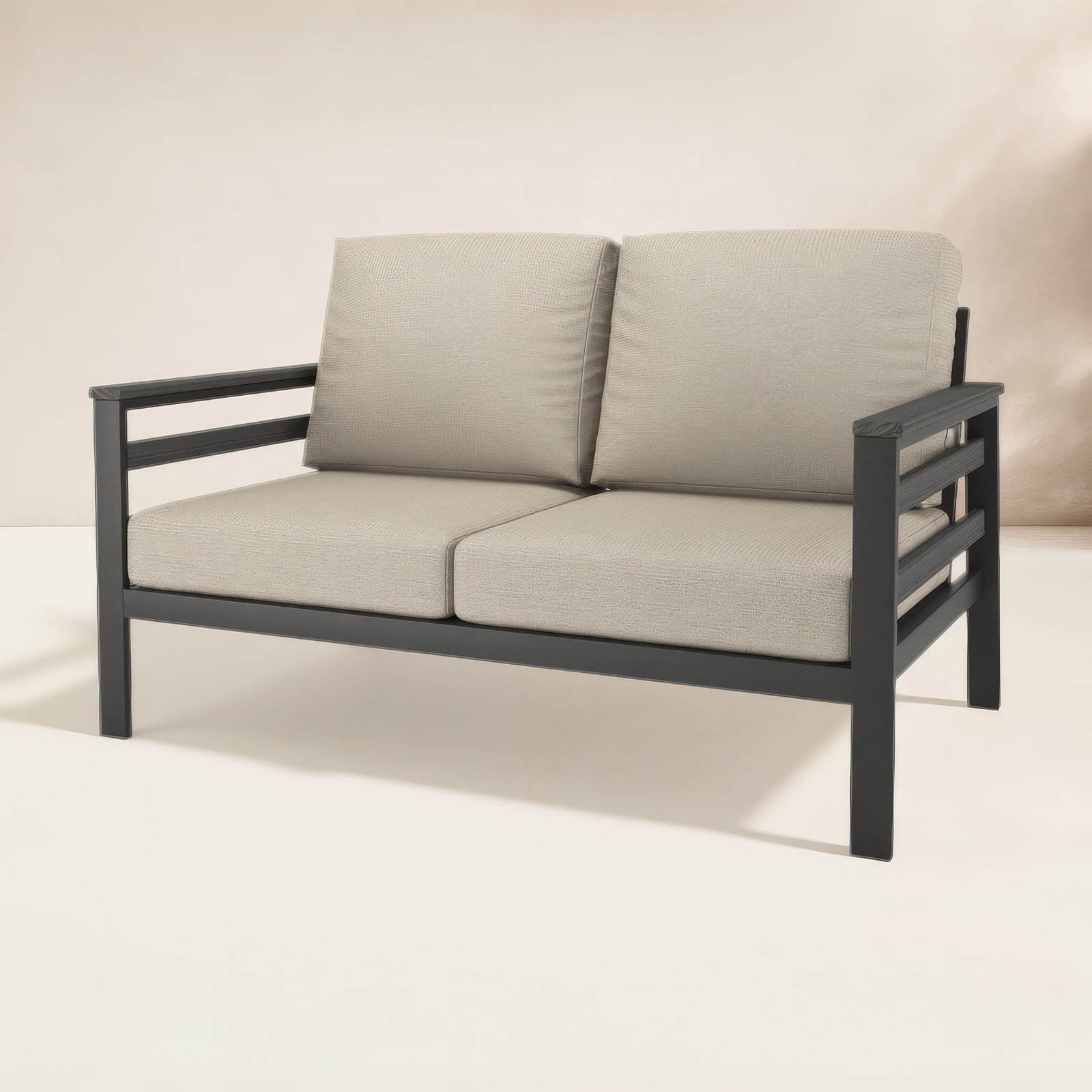 Townsend 55" Sunbrella® Patio Loveseat, Cast Silver Sunbrella®, Dark Gray