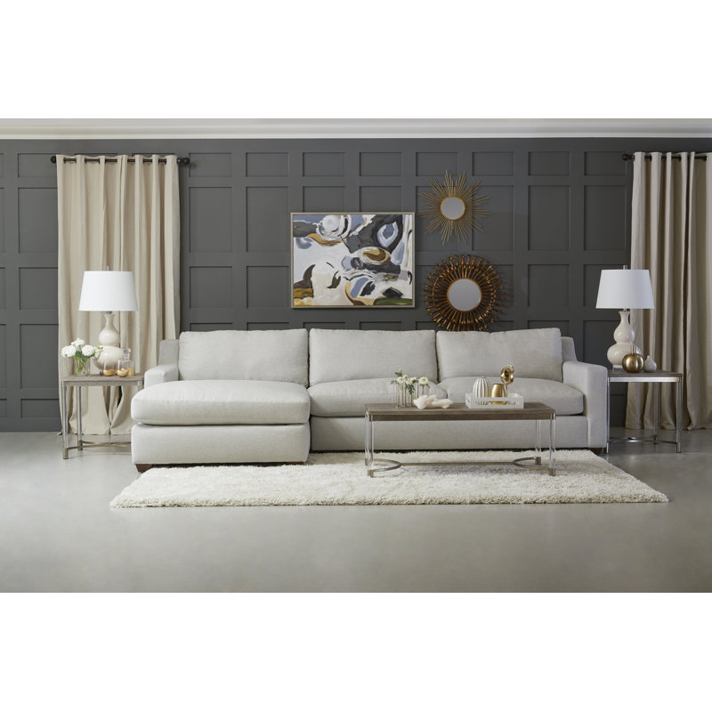 Rhodes 2 - Piece Upholstered Sectional, Left Hand Facing, Drusky Ivory Sustain® Basketweave