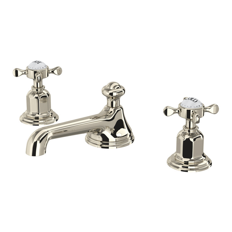 Edwardian Widespread Lavatory Faucet With Low Spout, Polished Nickel