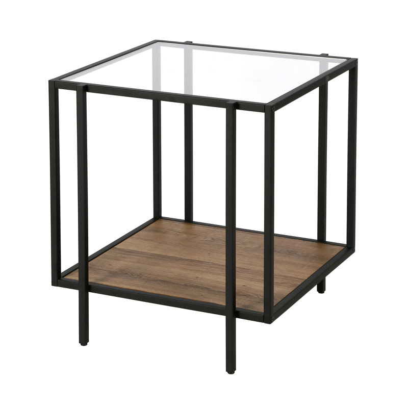 Side Table with Storage, Blackened Bronze