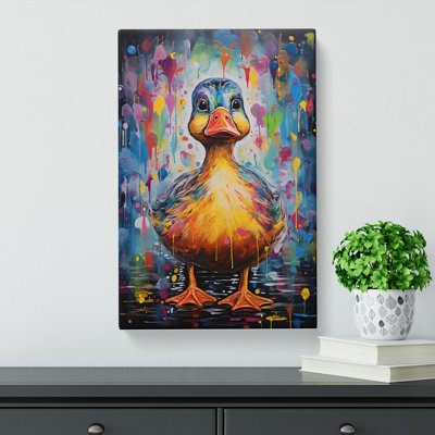 Duck Expressionism Art - Wrapped Canvas