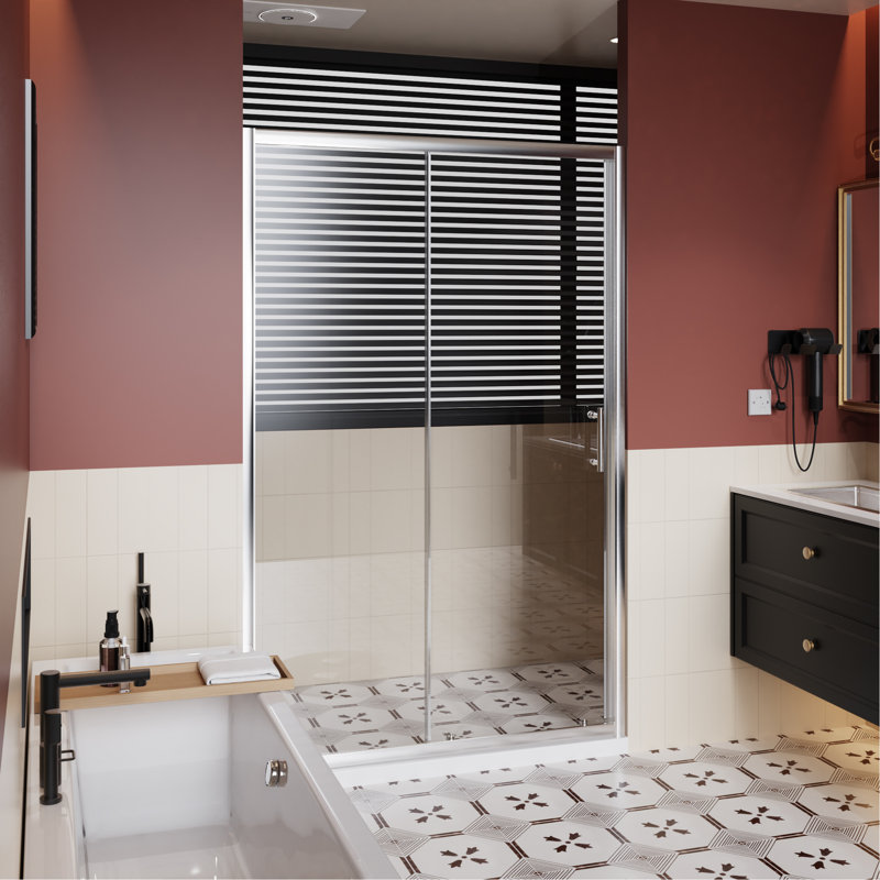 48.In W X 72.In H Single Sliding Shower Door, 1/5 Inch Thick Clear Tempered Glass Shower Door With Stainless Steel Handle