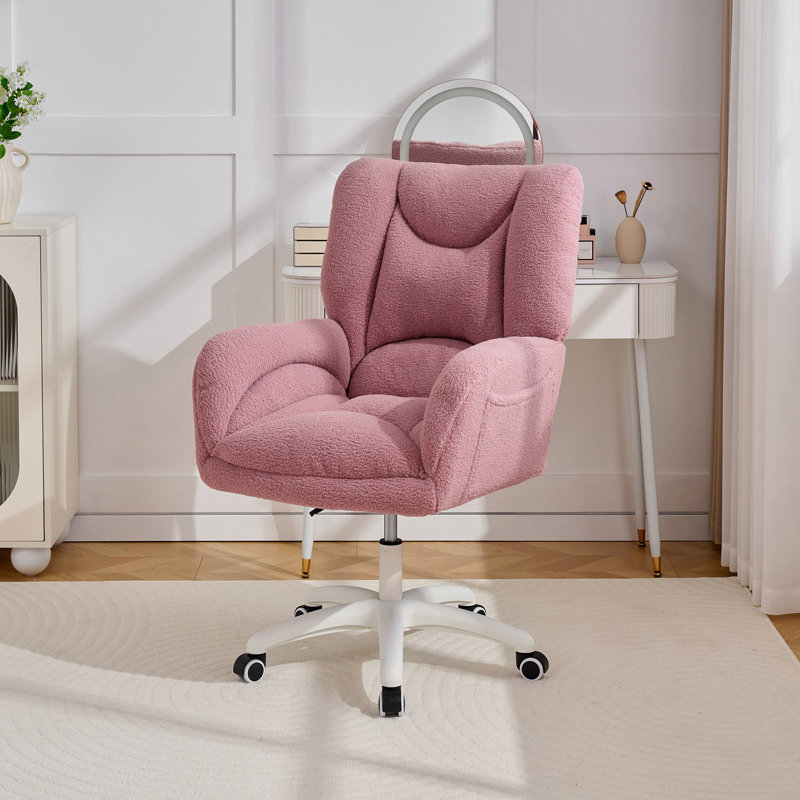 Fauteuil de bureau Teddy, Ivoire ivoire, Rose