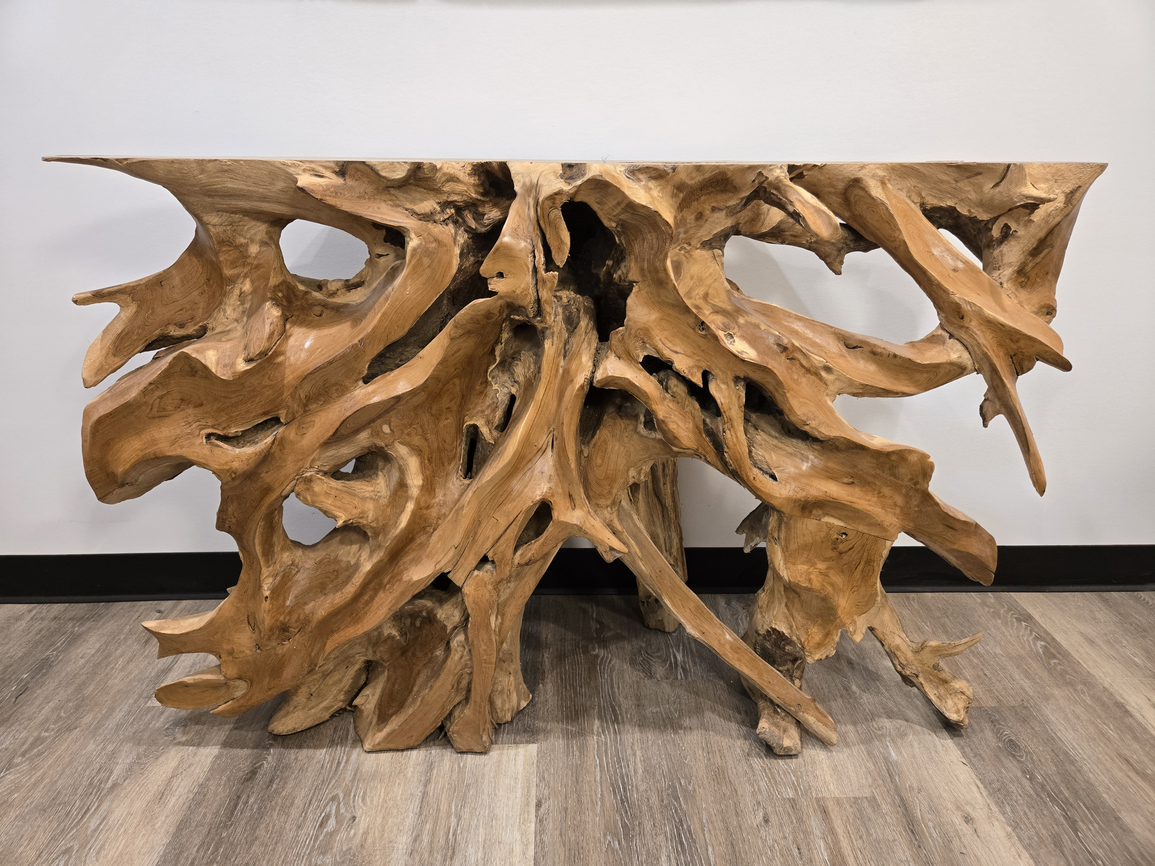 Millwood Pines Carved Teak Root Console Table | Wayfair