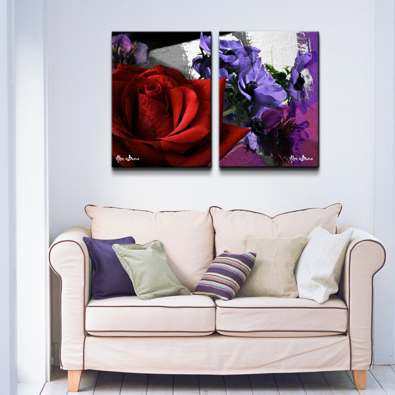 « roses is red, violets sont blue iii », ensemble de 2 reproductions d’art sur toiles tendues