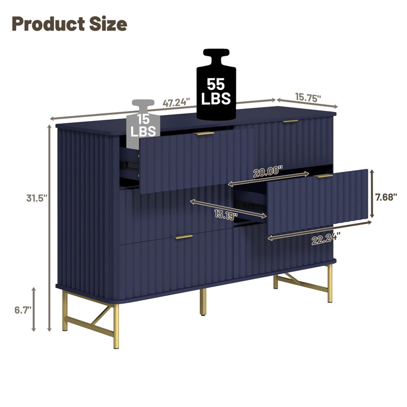 Barberton 6 - Drawer Accent Chest, Blue