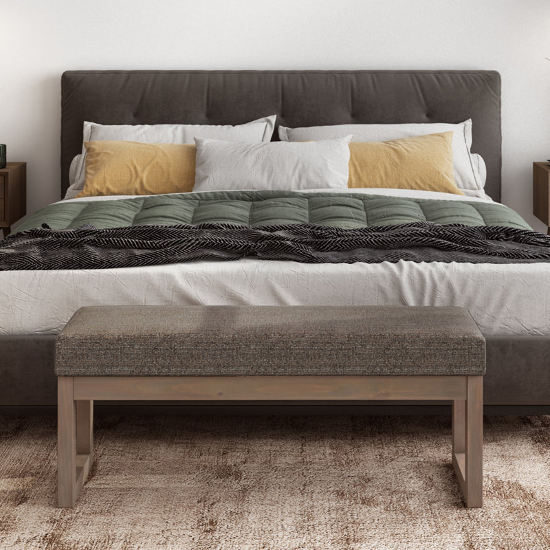 Milltown Mink Brown Tweed Fabric Upholstered Bench