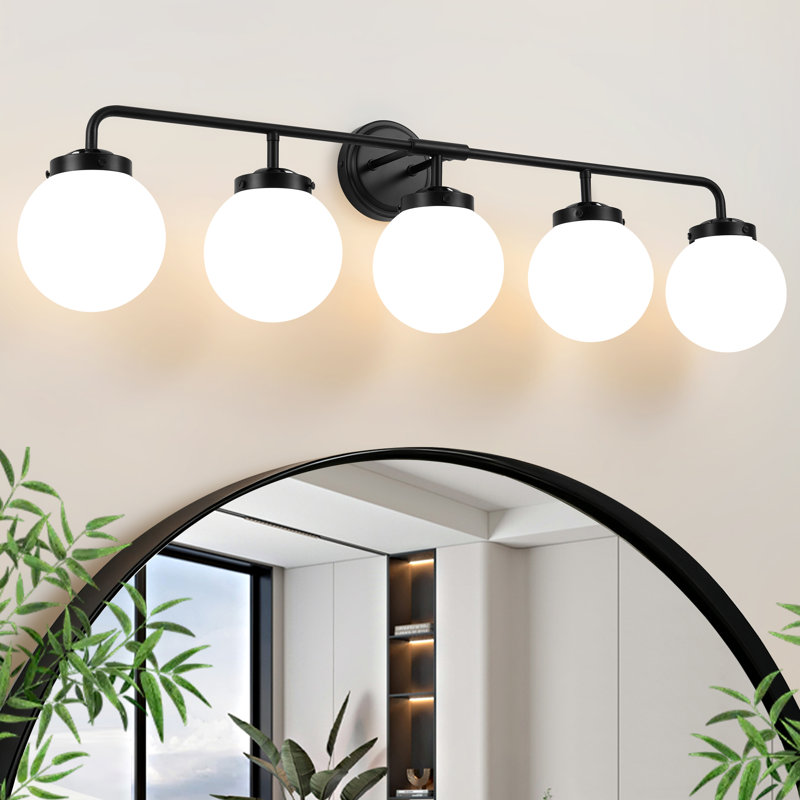 Éclairage pour meuble-lavabo à intensité variable Jaxon, ampoules non incluses, 5, Noir mat